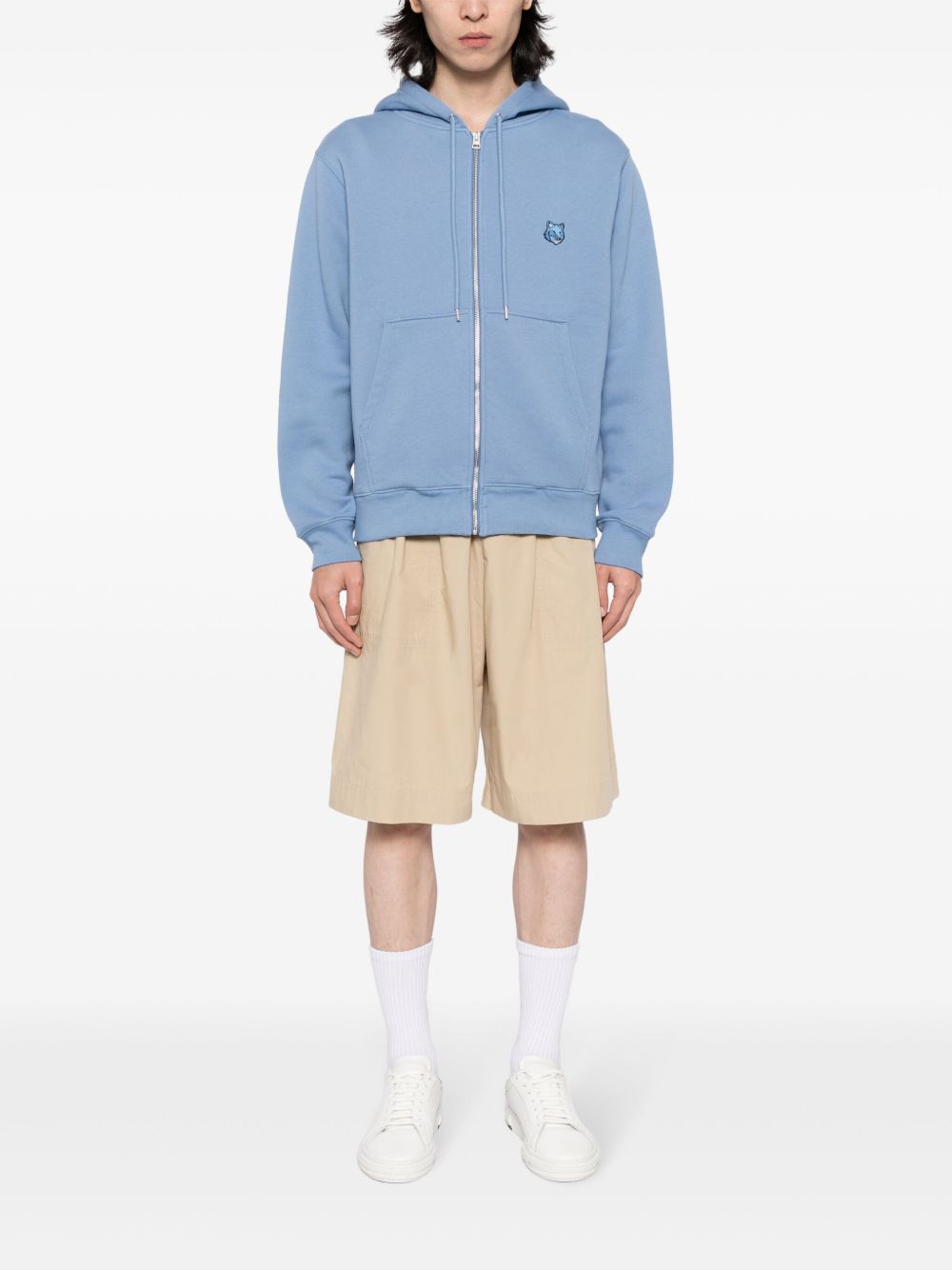 Maison-Kitsune Maison Kitsuné Bold Fox Cotton Jacket Blue Men Hooded Jackets