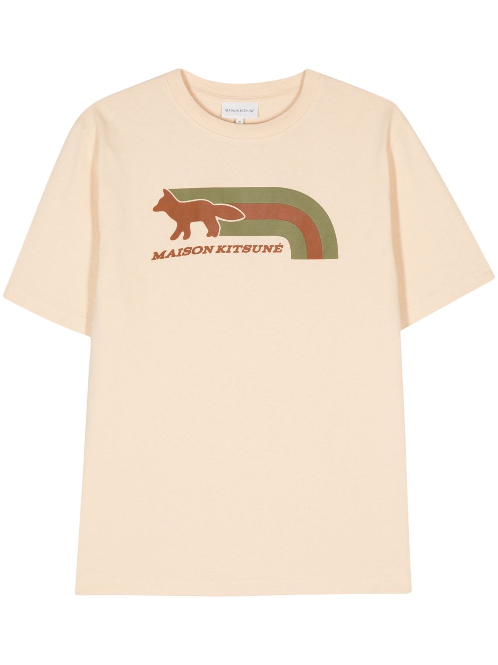 Maison-Kitsune T-Shirts Men Maison Kitsuné Flash fox-motif Cotton T-shirt Neutrals