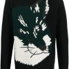 Men Knitted Sweaters Maison-Kitsune Maison Kitsuné Fox Head Jacquard Jumper Black
