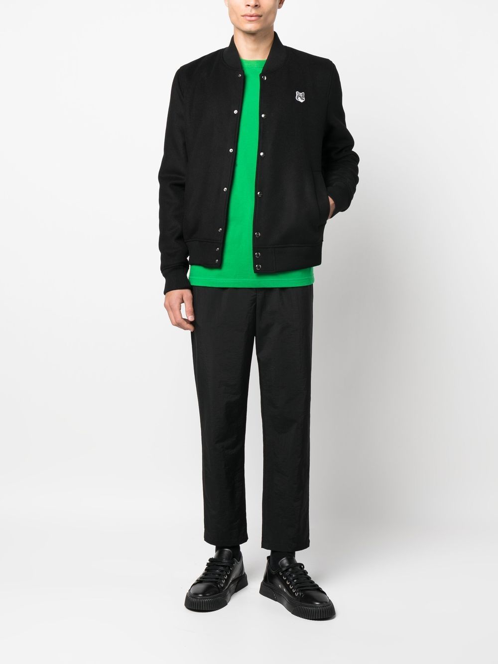 Maison Kitsuné Drawstring straight-leg Trousers Black Maison-Kitsune Men Regular-Fit & Straight Leg Pants