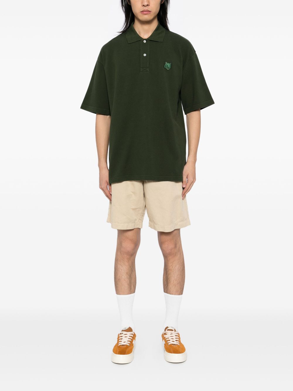 Maison-Kitsune Polo Shirts Men Maison Kitsuné Bold Fox Head Patch Comfort Polo Shirt Green