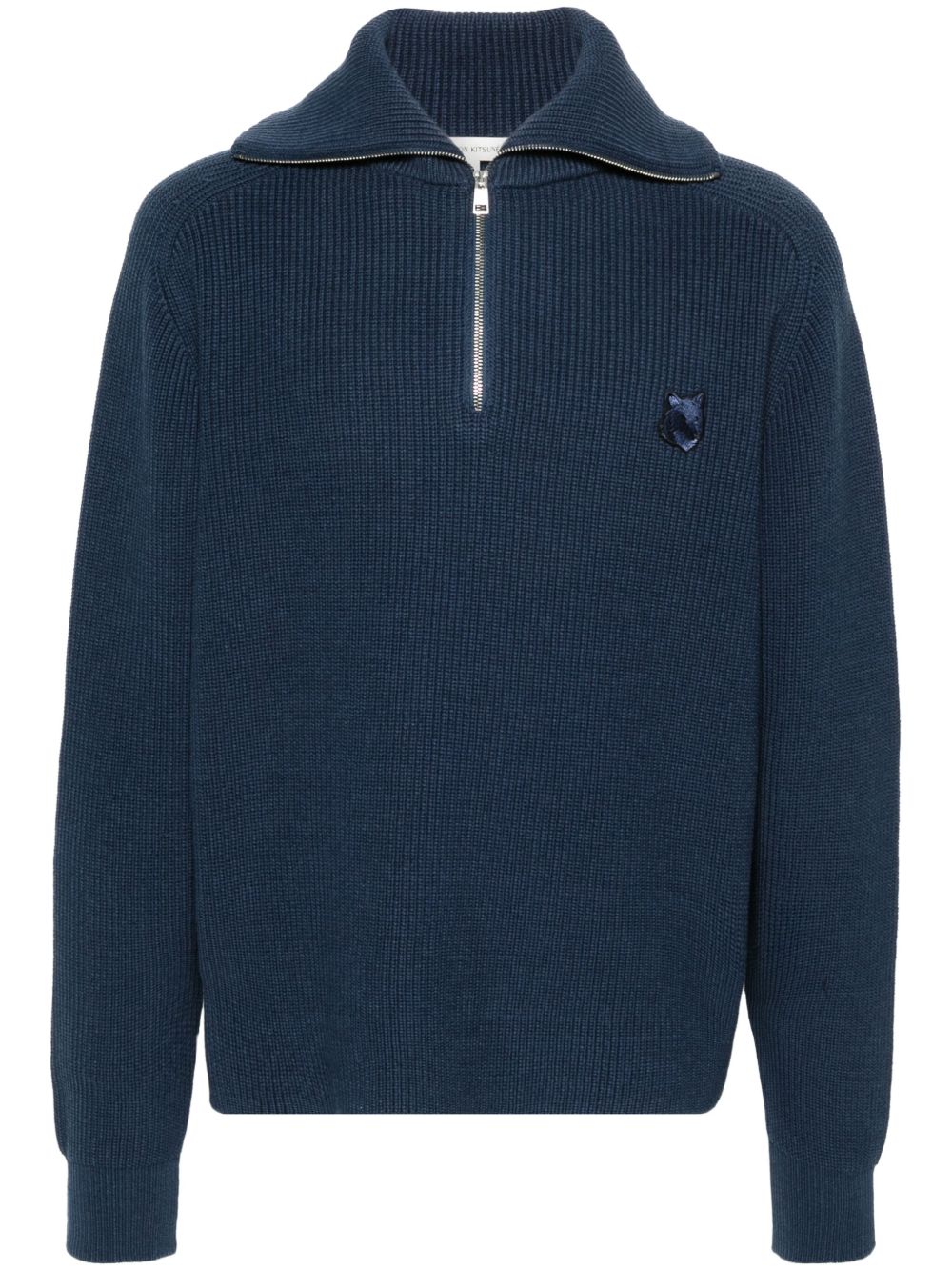 Maison Kitsuné fox-motif Knitted Jumper Blue Maison-Kitsune Men Knitted Sweaters