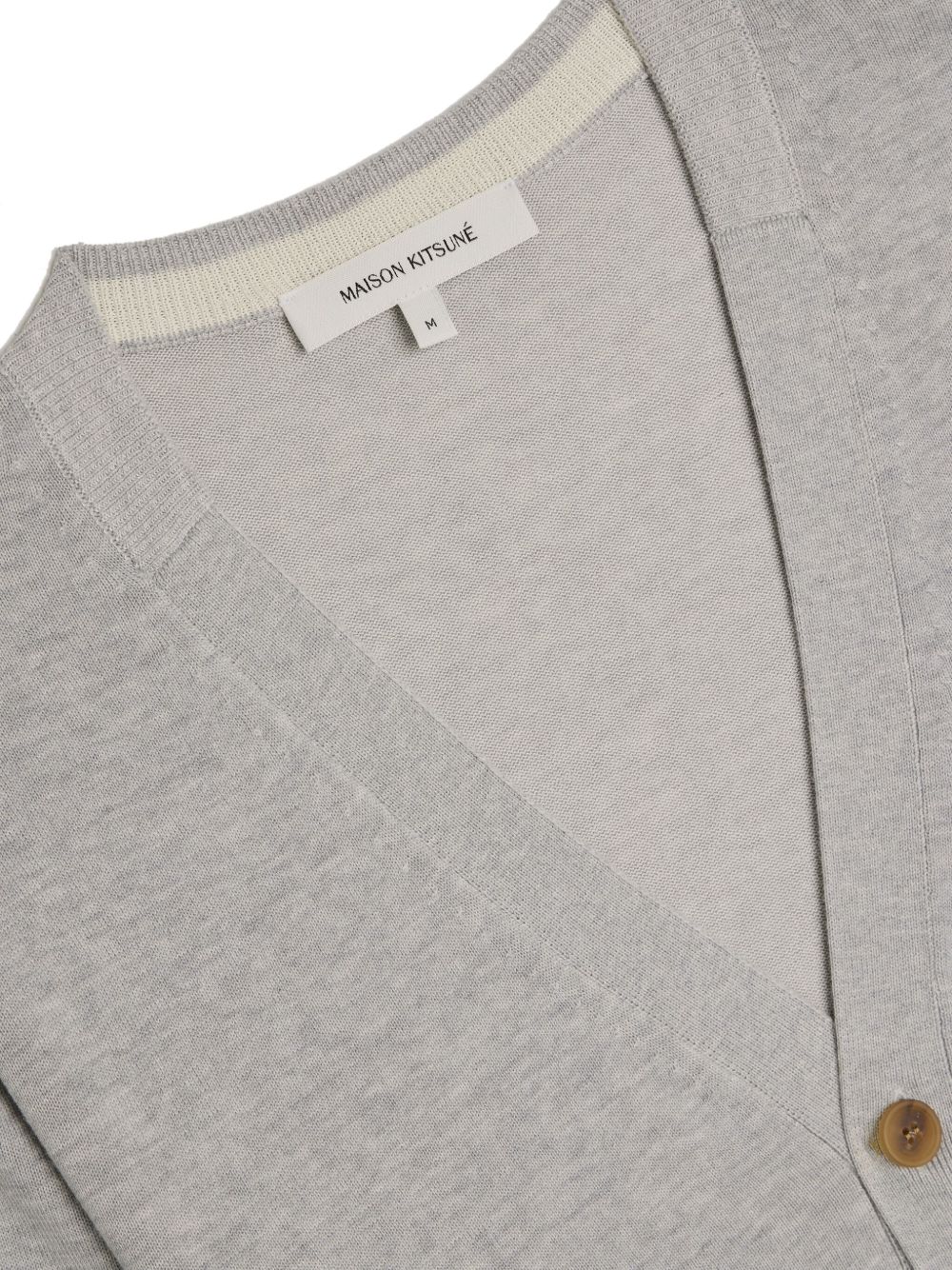 Maison Kitsuné Fox Head Cotton Cardigan Grey Men Cardigans Maison-Kitsune