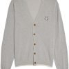 Maison Kitsuné Fox Head Cotton Cardigan Grey Men Cardigans Maison-Kitsune