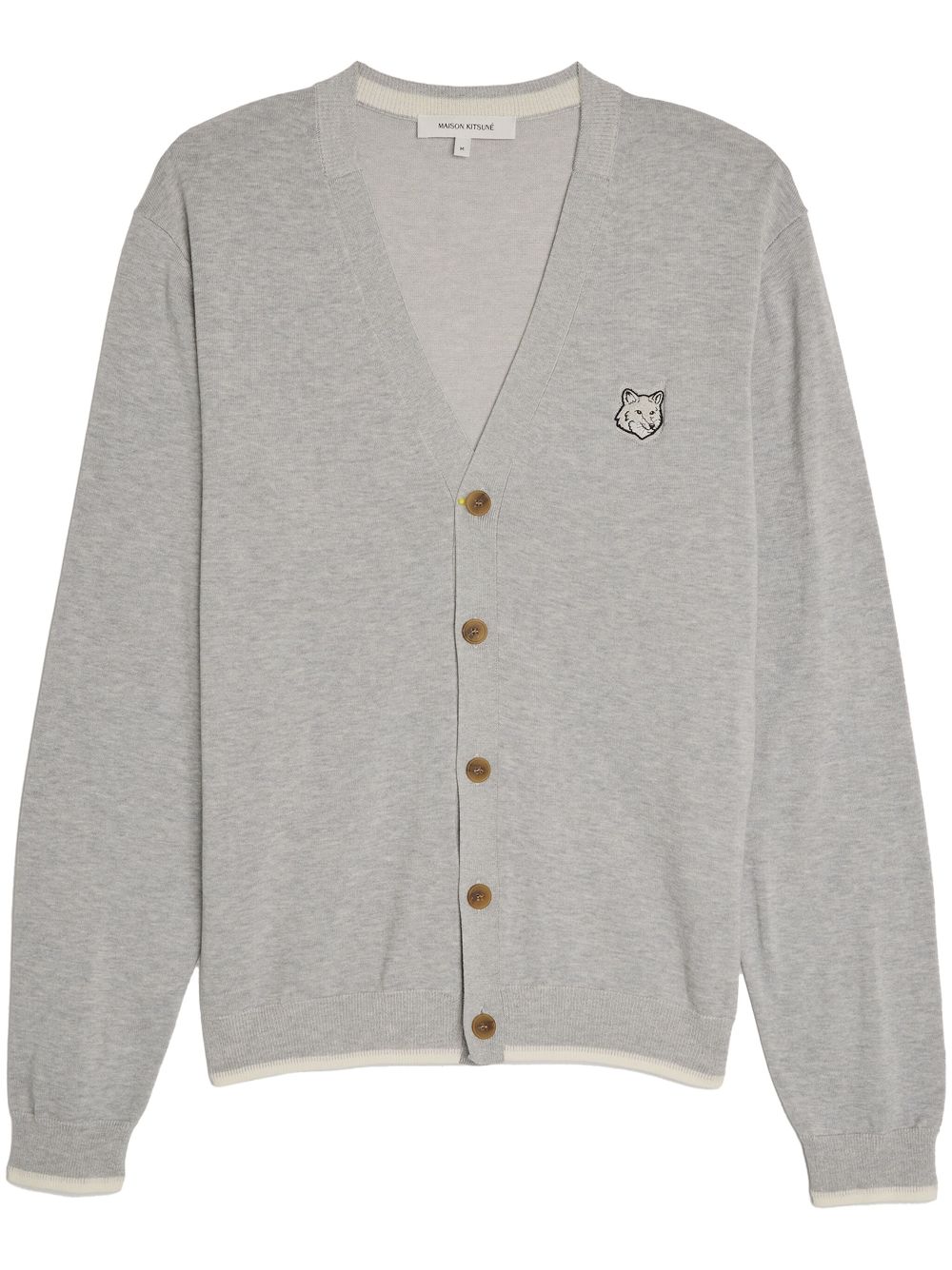 Maison Kitsuné Fox Head Cotton Cardigan Grey Men Cardigans Maison-Kitsune