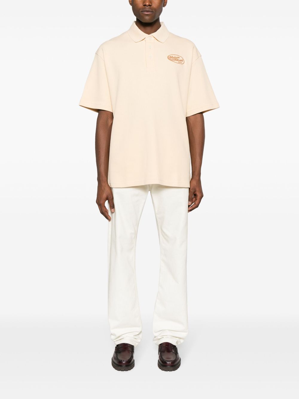 Men Polo Shirts Maison-Kitsune Maison Kitsuné logo-embroidered Cotton Polo Shirt Yellow