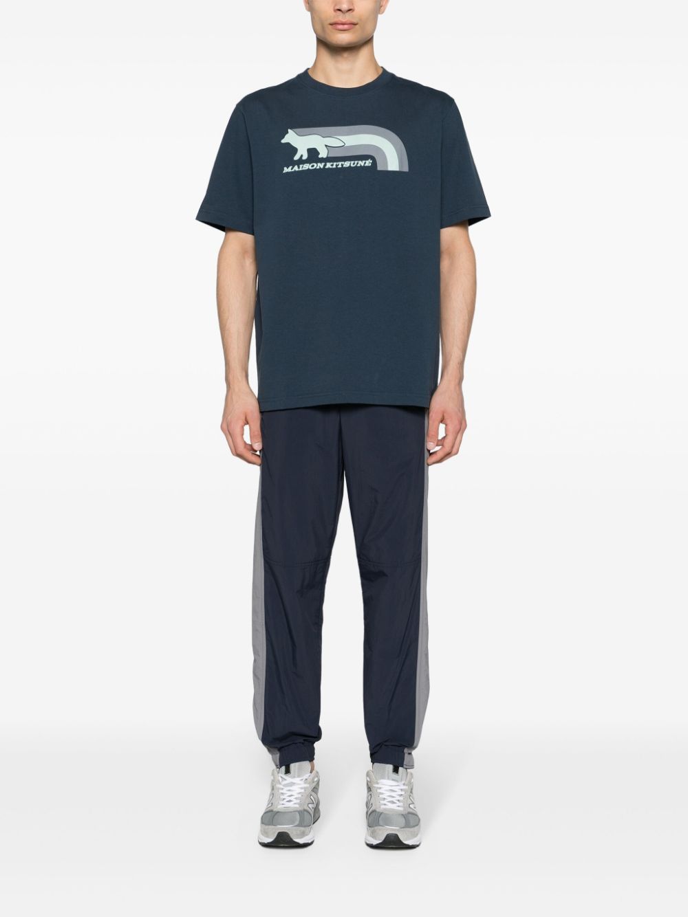 Men Tapered Pants Maison-Kitsune Maison Kitsuné colour-block Track Pants Blue