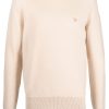Maison-Kitsune Maison Kitsuné logo-patch Wool Jumper Neutrals Men Knitted Sweaters