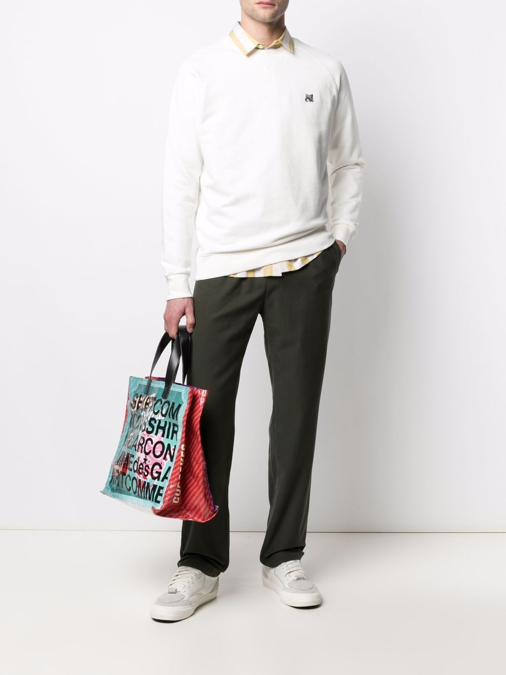 Maison Kitsuné fox-patch Cotton Sweatshirt Neutrals Maison-Kitsune Men Sweatshirts