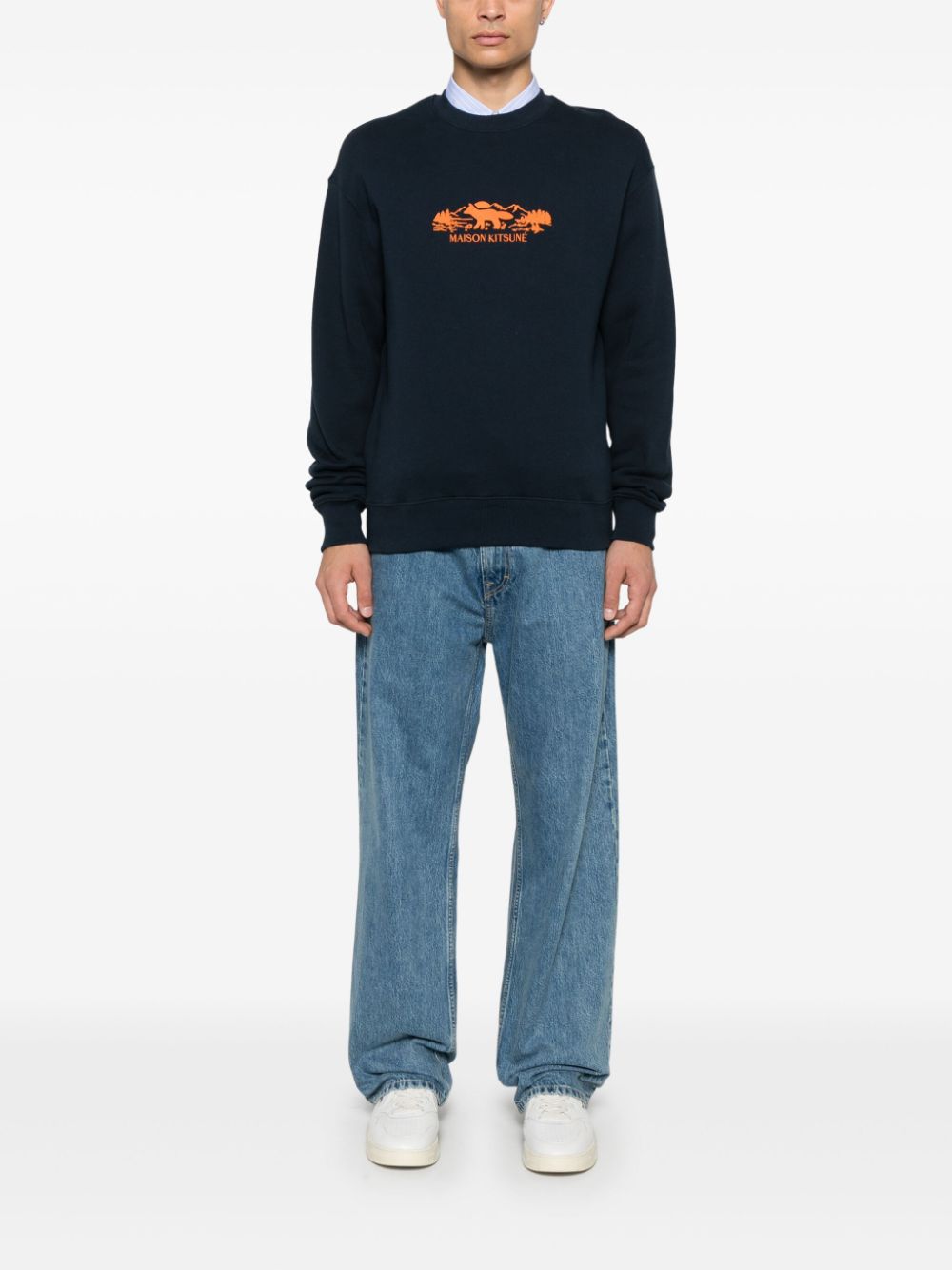 Men Sweatshirts Maison-Kitsune Maison Kitsuné Outdoor Profile Fox Sweatshirt Blue