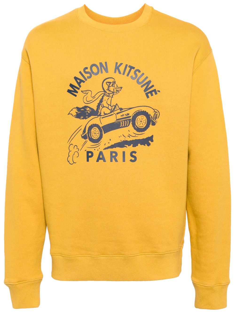 Men Sweatshirts Maison-Kitsune Maison Kitsuné Racing Fox Cotton Sweatshirt Yellow