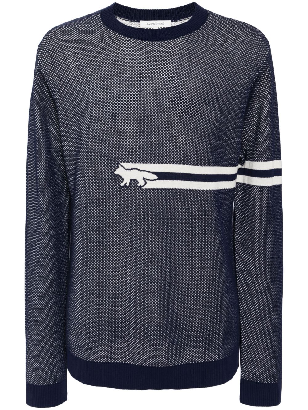 Maison Kitsuné Flash Fox Mesh Jumper Blue Men Knitted Sweaters Maison-Kitsune