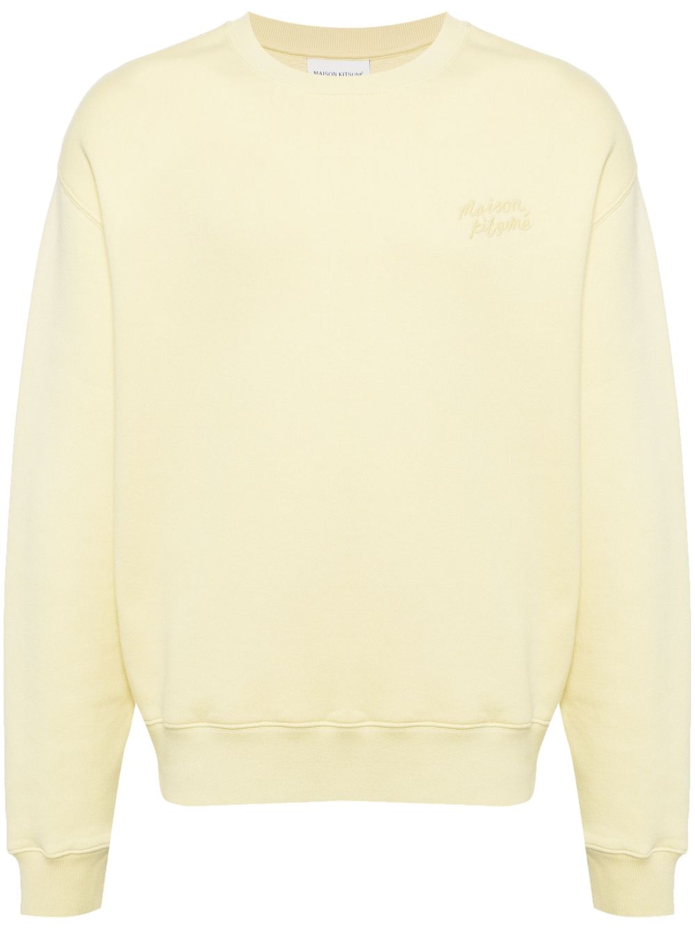 Men Sweatshirts Maison-Kitsune Maison Kitsuné logo-embroidered Cotton Sweatshirt Yellow