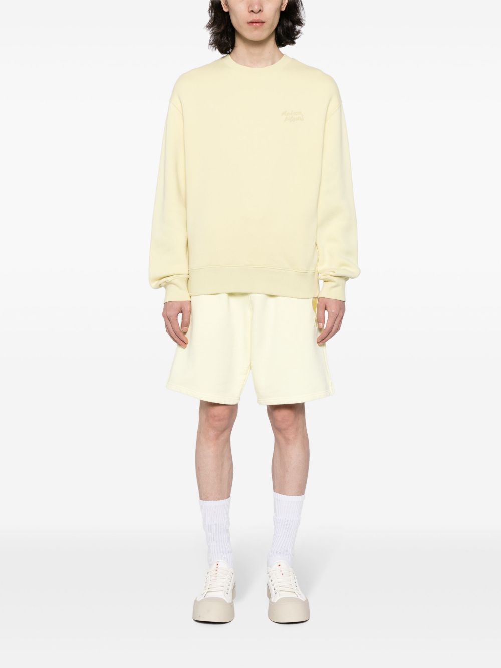 Men Sweatshirts Maison-Kitsune Maison Kitsuné logo-embroidered Cotton Sweatshirt Yellow
