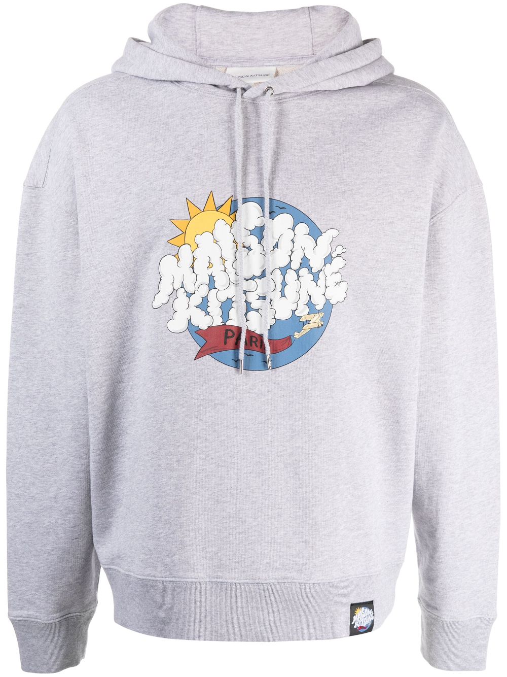 Maison Kitsuné graphic-print Cotton Hoodie Grey Men Hoodies Maison-Kitsune