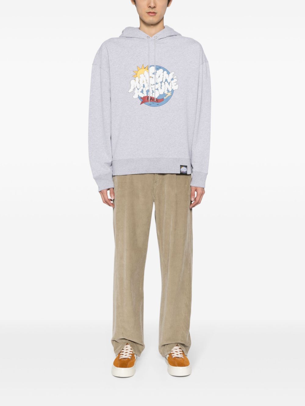 Maison Kitsuné graphic-print Cotton Hoodie Grey Men Hoodies Maison-Kitsune