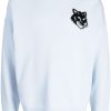 Maison Kitsuné intarsia-knit Logo Wool Jumper Blue Maison-Kitsune Men Knitted Sweaters