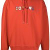 Men Hoodies Maison-Kitsune Maison Kitsuné Prizes motif-embroidered Cotton Hoodie Red