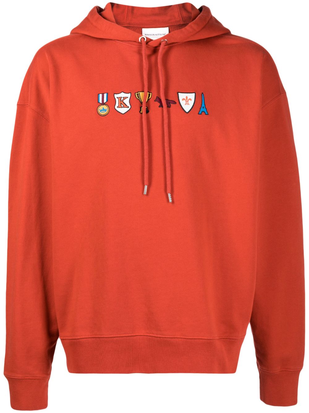 Men Hoodies Maison-Kitsune Maison Kitsuné Prizes motif-embroidered Cotton Hoodie Red