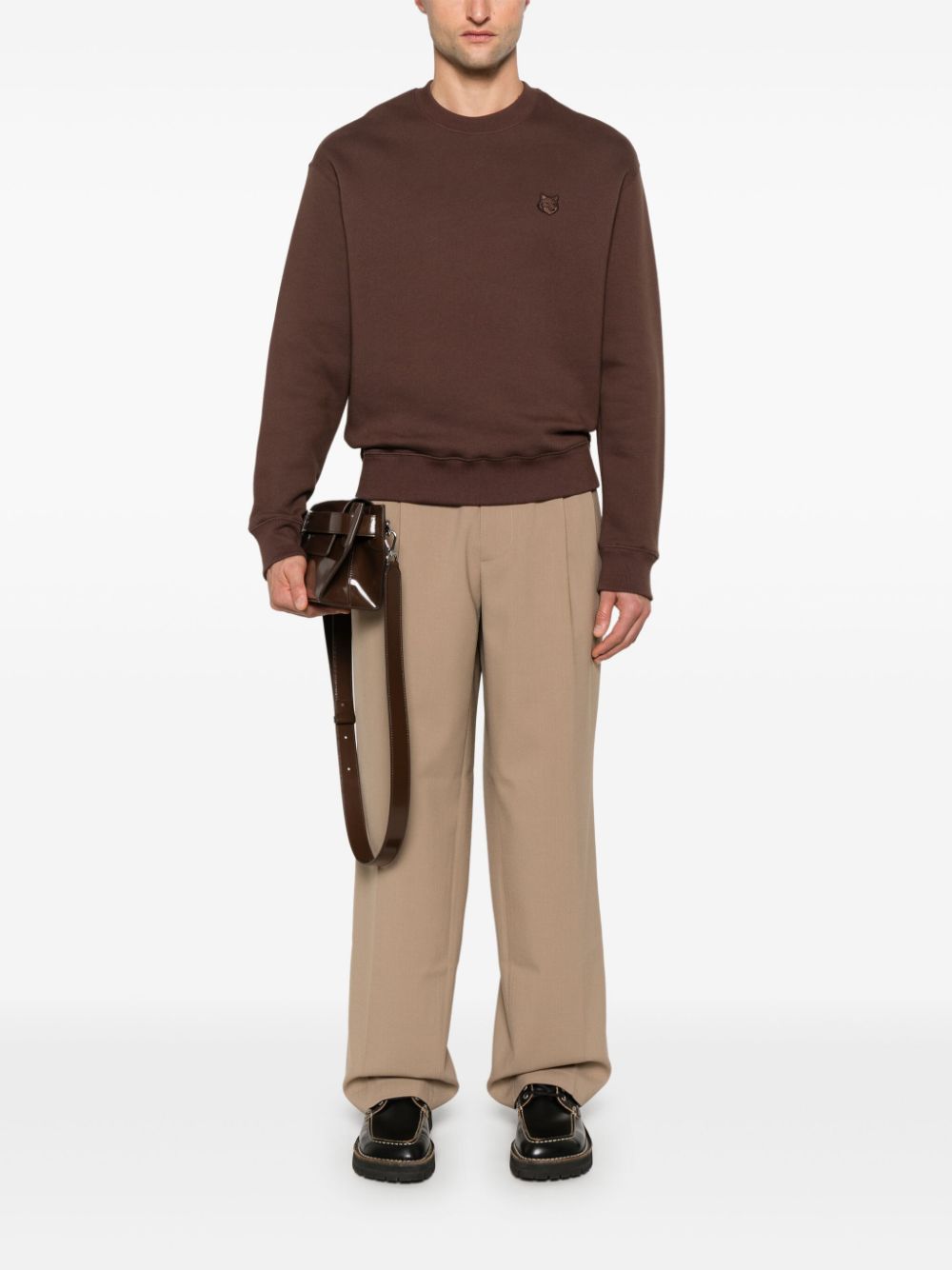Maison Kitsuné Fox-patch Sweatshirt Brown Maison-Kitsune Men Sweatshirts