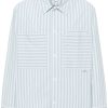 Men Shirts Maison-Kitsune Maison Kitsuné Striped Cotton Shirt Blue