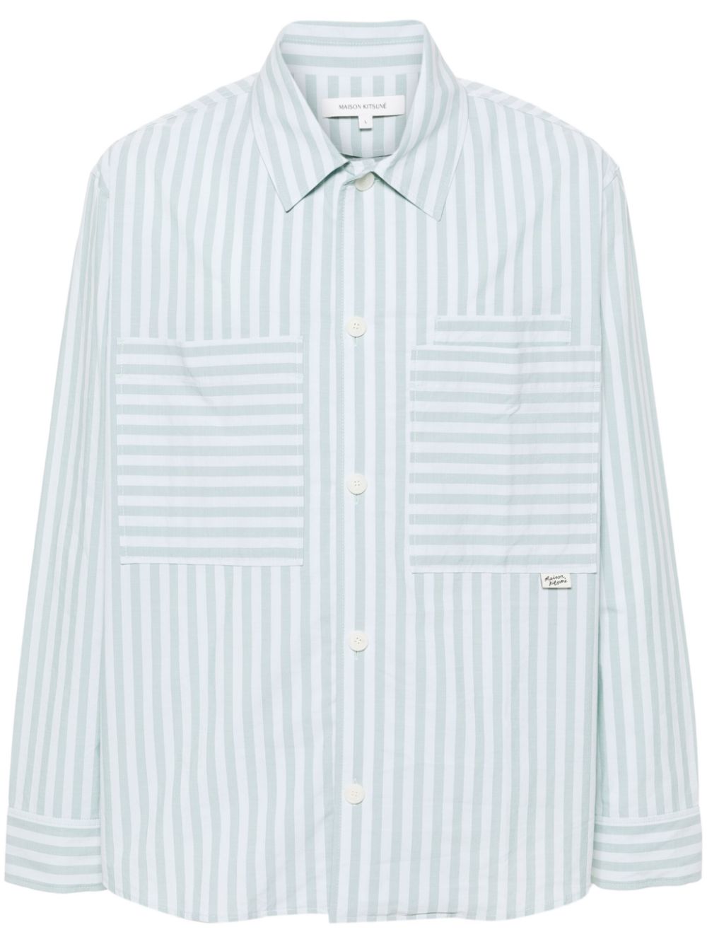 Men Shirts Maison-Kitsune Maison Kitsuné Striped Cotton Shirt Blue
