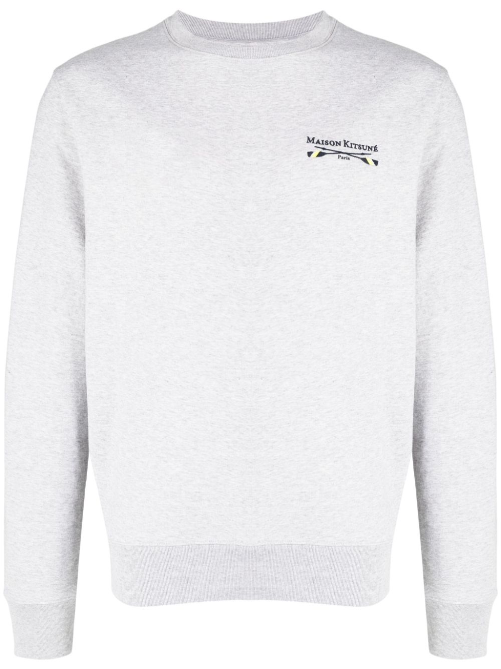 Maison-Kitsune Sweatshirts Men Maison Kitsuné logo-embroidered Cotton Sweatshirt Grey