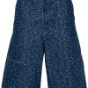 Maison Kitsuné Abstract Daisy-print Denim Shorts Blue Maison-Kitsune Men Denim Shorts