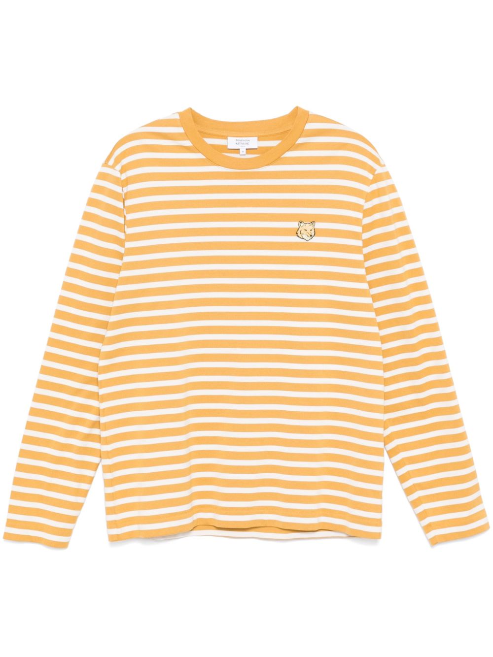 Maison-Kitsune T-Shirts Men Maison Kitsuné Bold Fox Head Patch Regular Marin T-shirt Yellow