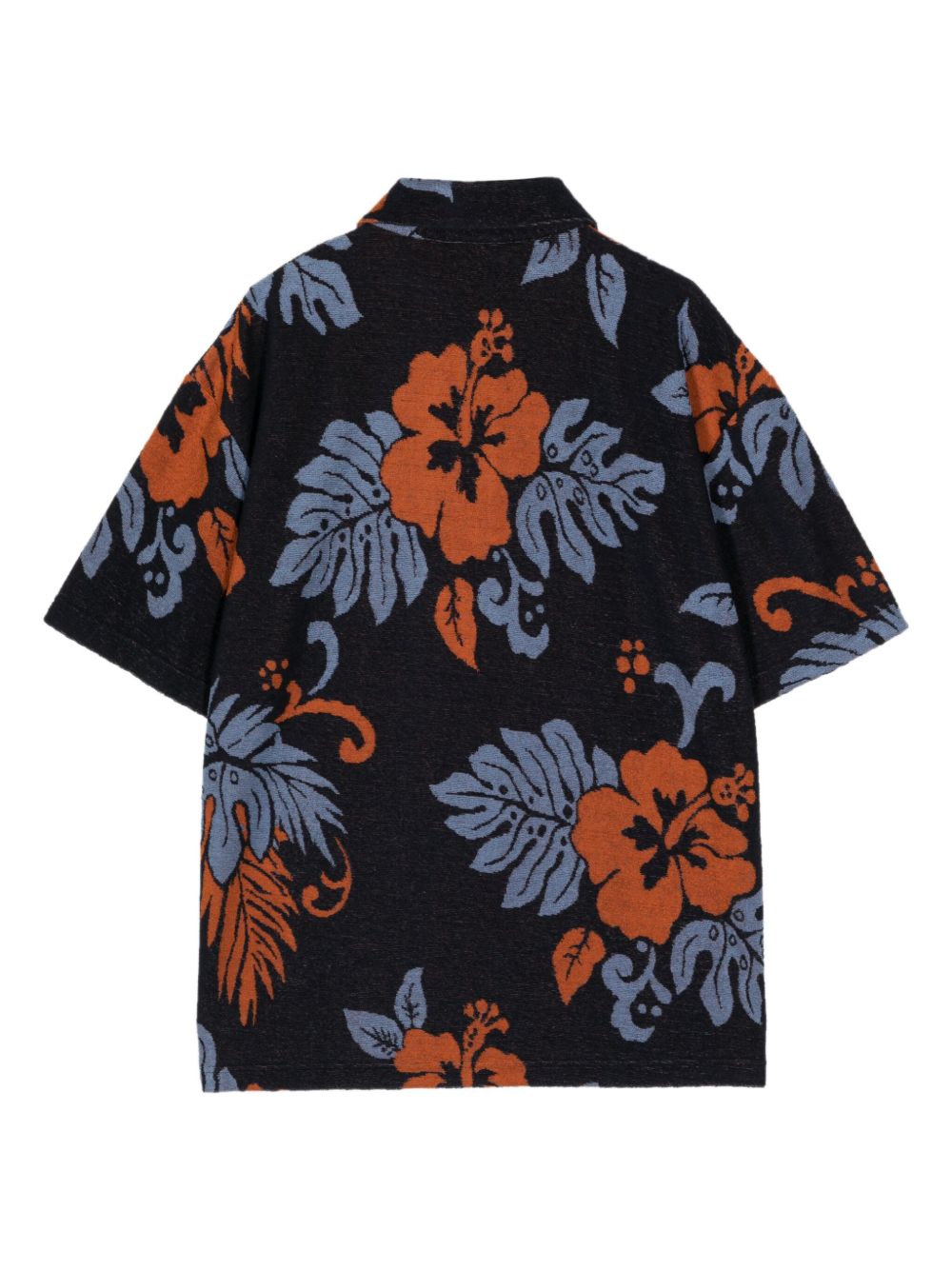 Maison-Kitsune Maison Kitsuné floral-print towelling-finish Polo Shirt Blue Men Polo Shirts
