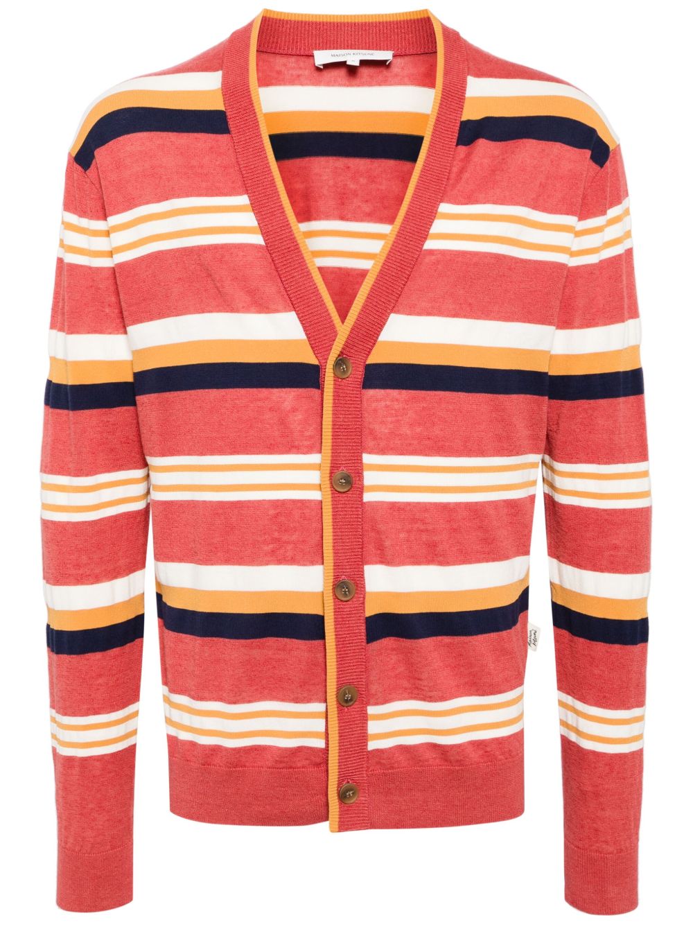 Maison Kitsuné Striped intarsia-knit Cardigan Red Maison-Kitsune Men Cardigans