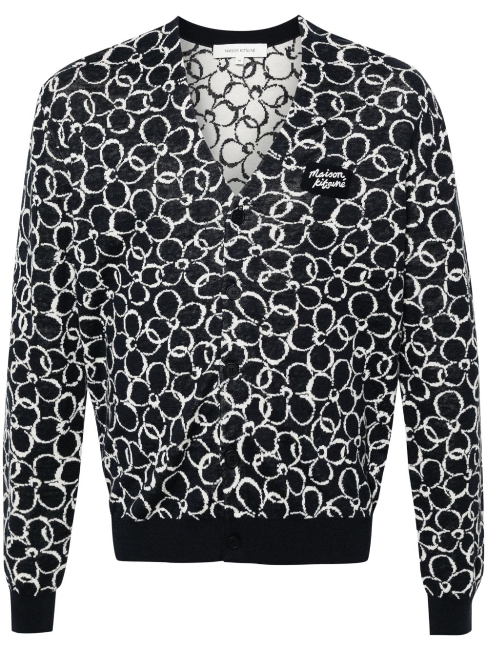 Maison Kitsuné Abstract Daisy Cardigan Blue Maison-Kitsune Men Cardigans