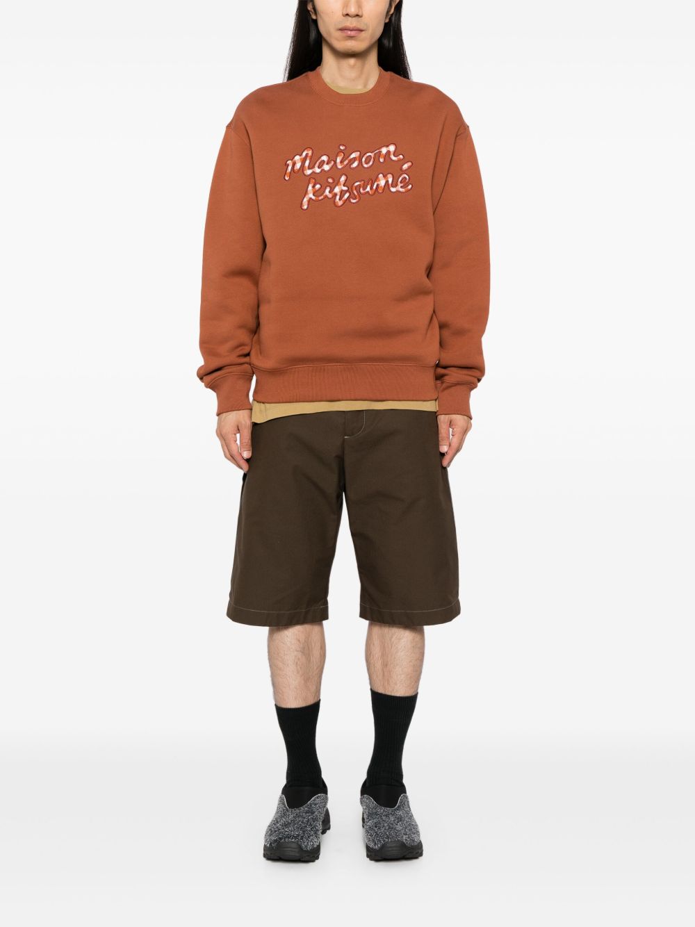 Maison Kitsuné Handwriting Gingham Sweatshirt Neutrals Maison-Kitsune Men Sweatshirts