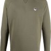 Maison Kitsuné logo-patch crew-neck Sweatshirt Green Men Sweatshirts Maison-Kitsune