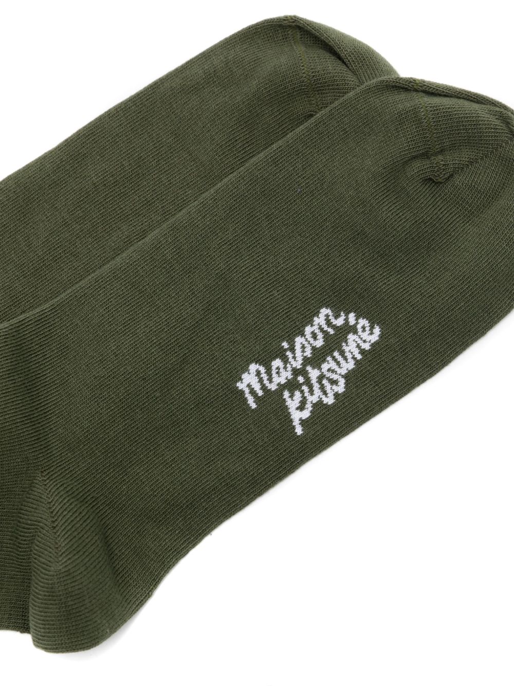 Maison Kitsuné Bold Fox Head Socks Green Maison-Kitsune Men Socks