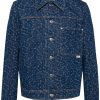 Maison-Kitsune Denim Jackets Men Maison Kitsuné Laser cut-detail Denim Jacket Blue