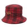 Maison-Kitsune Hats Men Maison Kitsuné logo-embroidered Checked Bucket Hat Red