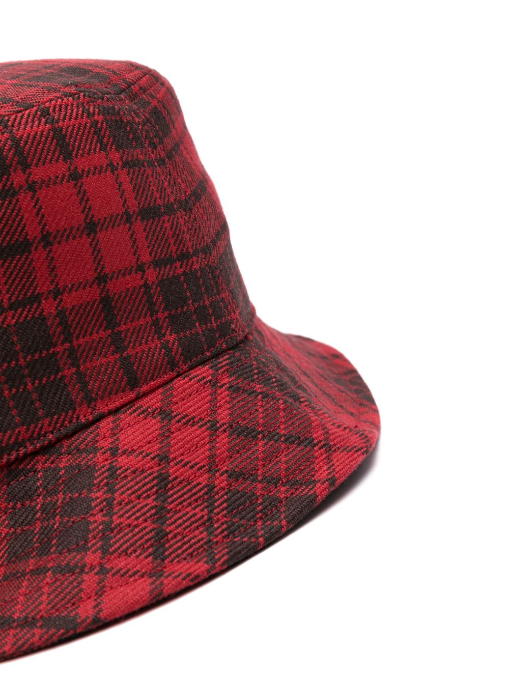 Maison-Kitsune Hats Men Maison Kitsuné logo-embroidered Checked Bucket Hat Red