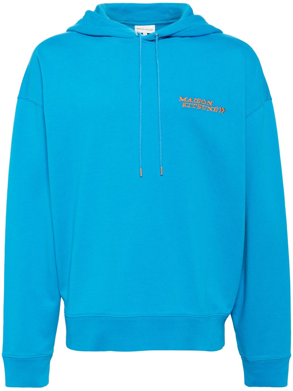 Men Hoodies Maison-Kitsune Maison Kitsuné embroidered-logo Cotton Hoodie Blue