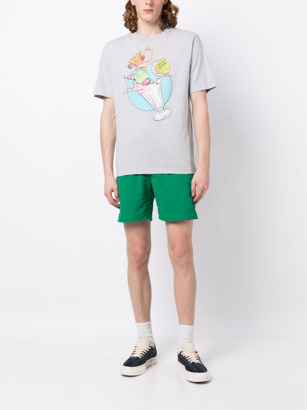 Maison Kitsuné graphic-print Cotton T-shirt Grey Men T-Shirts Maison-Kitsune