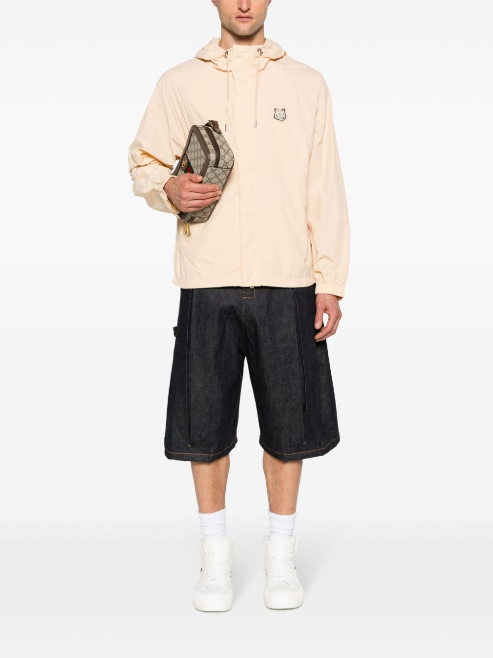 Maison Kitsuné Chillax Fox Hooded Windbreaker Neutrals Men Sport Jackets & Windbreakers Maison-Kitsune