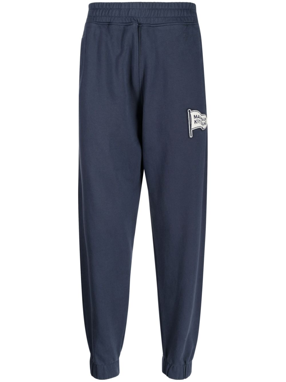 Maison-Kitsune Maison Kitsuné logo-patch Cotton Track Pants Blue Men Sweatpants