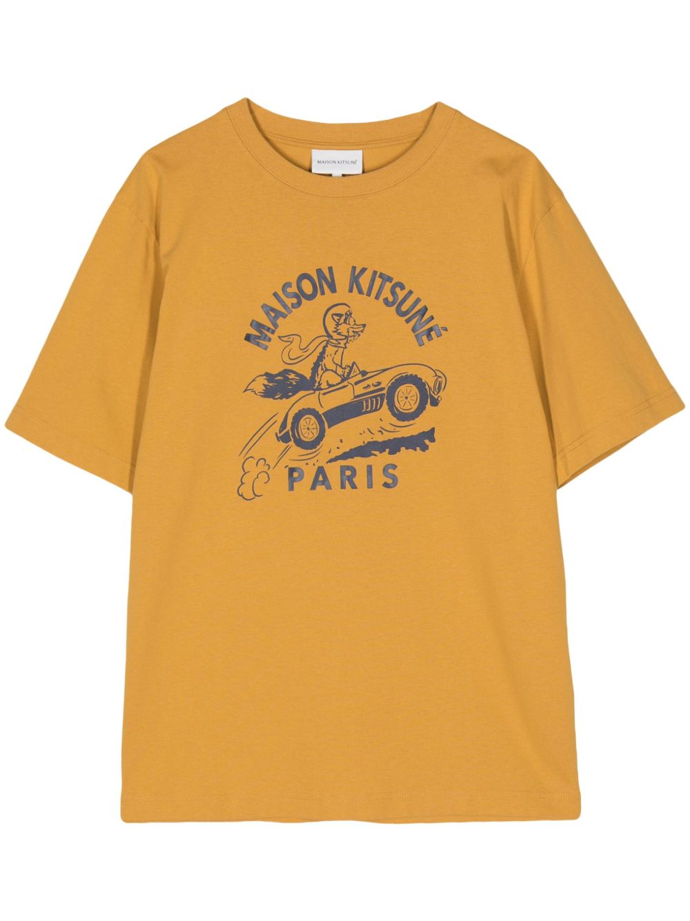 Men T-Shirts Maison-Kitsune Maison Kitsuné logo-print T-shirt Yellow