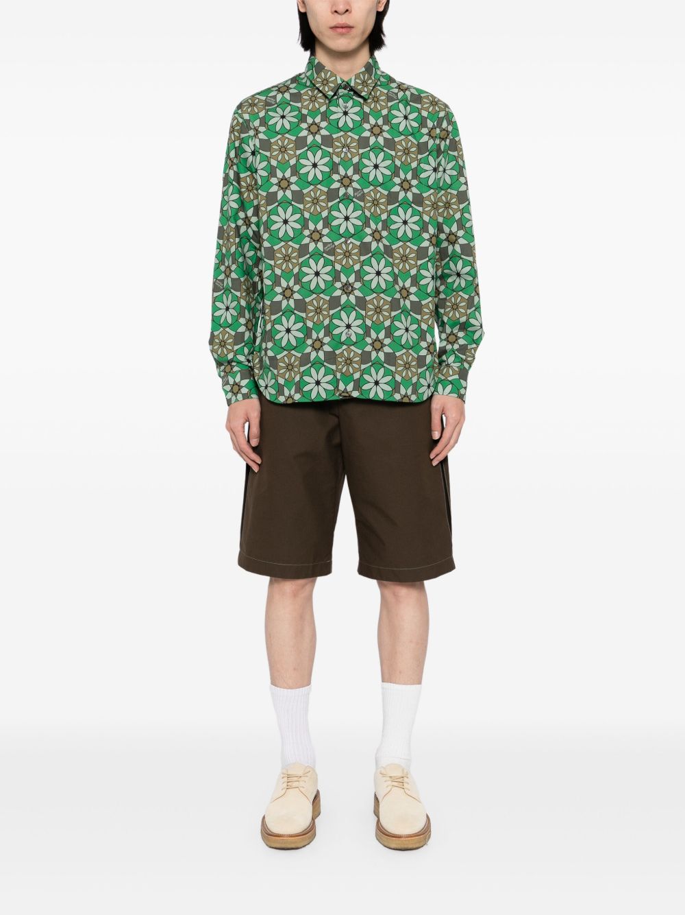 Men Shirts Maison-Kitsune Maison Kitsuné floral-print Shirt Green
