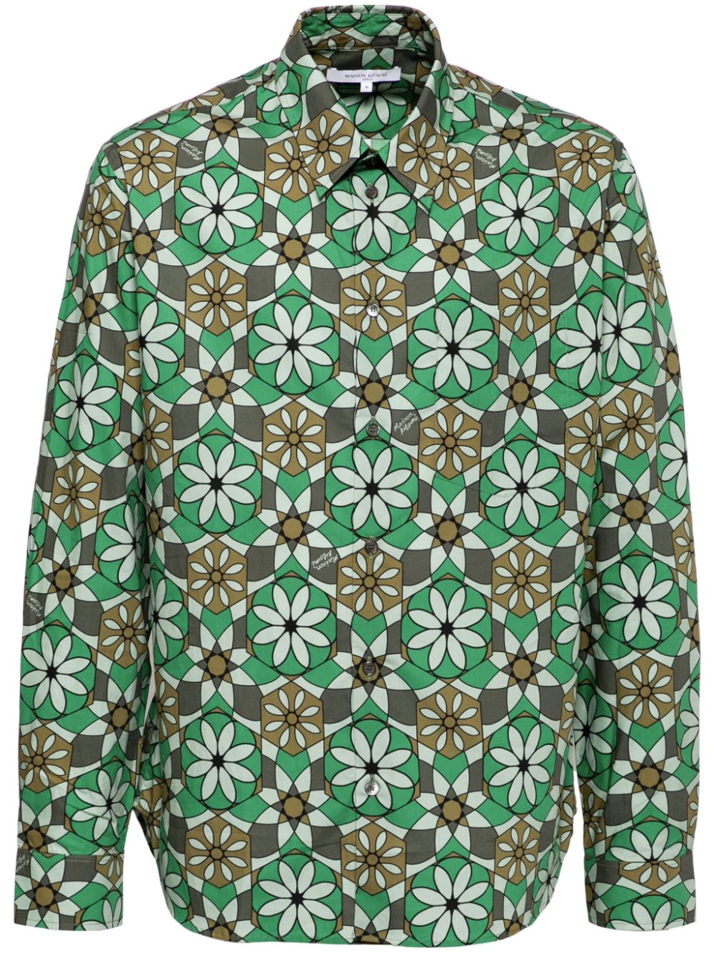 Men Shirts Maison-Kitsune Maison Kitsuné floral-print Shirt Green