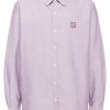 Maison-Kitsune Maison Kitsuné Fox Head-embroidered Shirt Purple Men Shirts