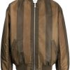 Maison-Kitsune Bomber Jackets Men Maison Kitsuné Striped Bomber Jacket Green