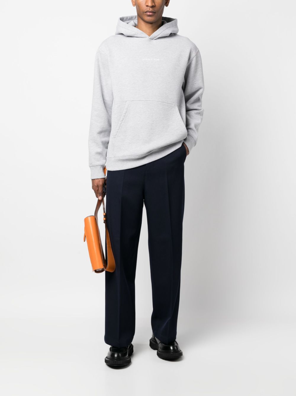 Maison Kitsuné logo-embroidered Hoodie Grey Maison-Kitsune Men Hoodies