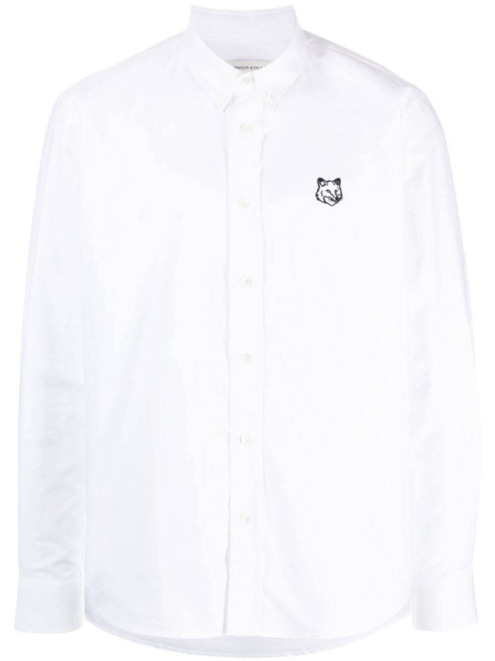 Maison Kitsuné Fox Head Patch long-sleeve Patch White Men Shirts Maison-Kitsune