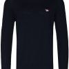 Maison Kitsuné Embroidered Logo Wool Jumper Blue Men Knitted Sweaters Maison-Kitsune